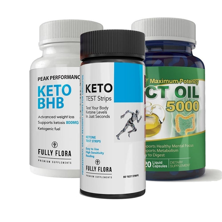 Fully Flora Keto Strips BHB Capsules MCT Oil Combo Pack 100% Vegetable Gelatin Image 1