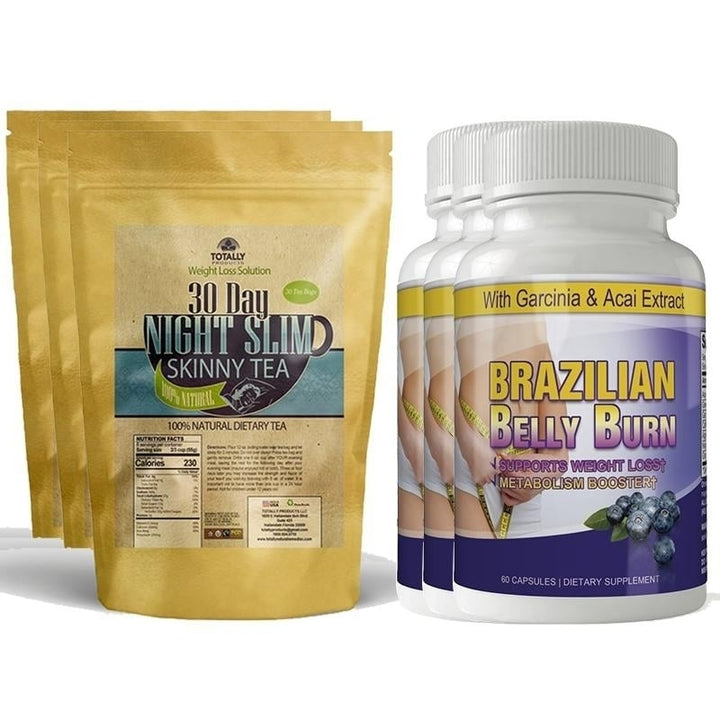 Night Slim Skinny Tea Brazilian Belly Burn Combo Detox Metabolism Boost 30 Days Image 1