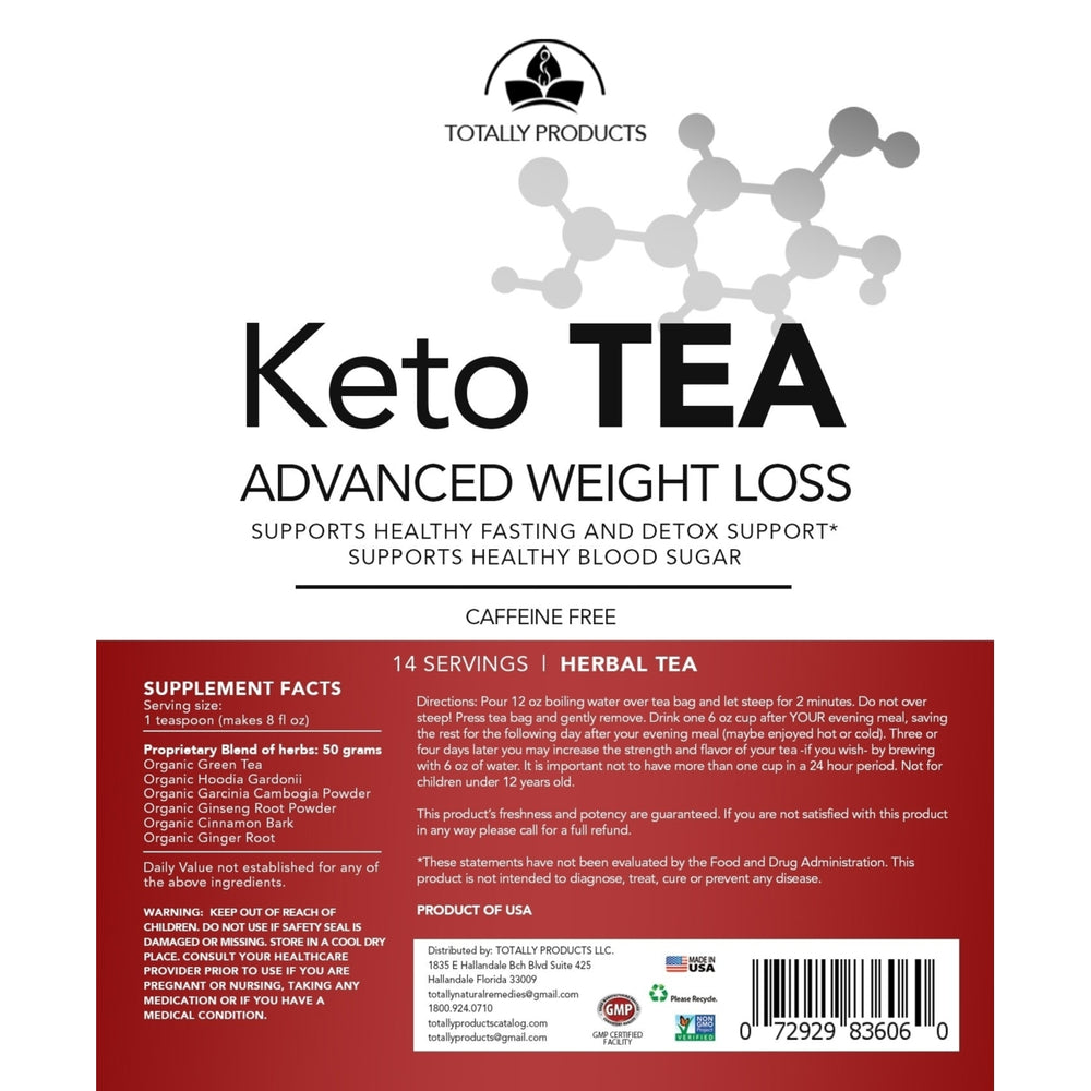 Keto Tea Powder Caffeine Free for Fasting Weight Management Unsweetened Detox Image 2