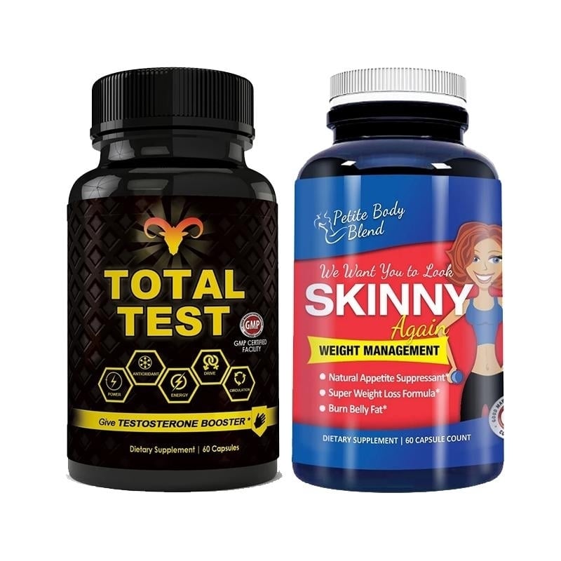 Total Test Testosterone Booster and Skinny Again Weight Loss Supplement Combo Image 1