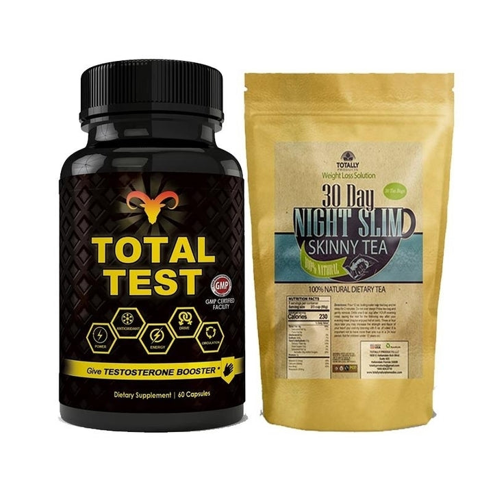 Total Test Testosterone Booster and Night Slim Skinny Tea Combo Pack 30 Days Image 1