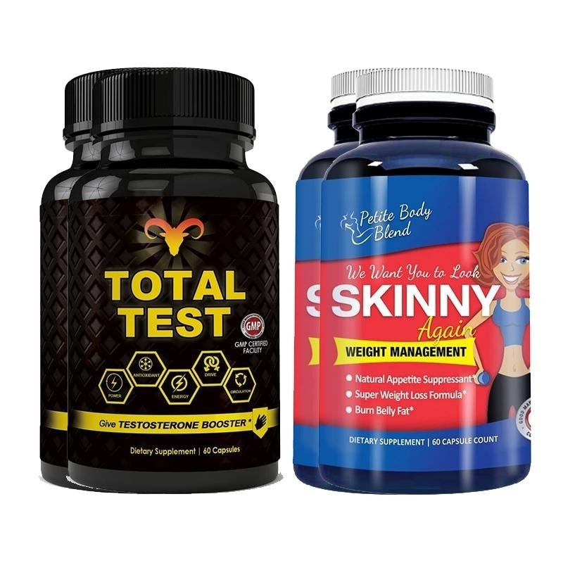 Total Test Testosterone Booster and Skinny Again Weight Loss Supplement Combo Image 2