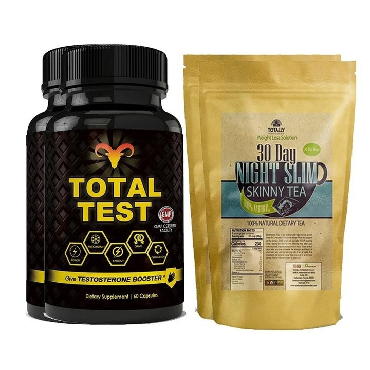 Total Test Testosterone Booster and Night Slim Skinny Tea Combo Pack 30 Days Image 2