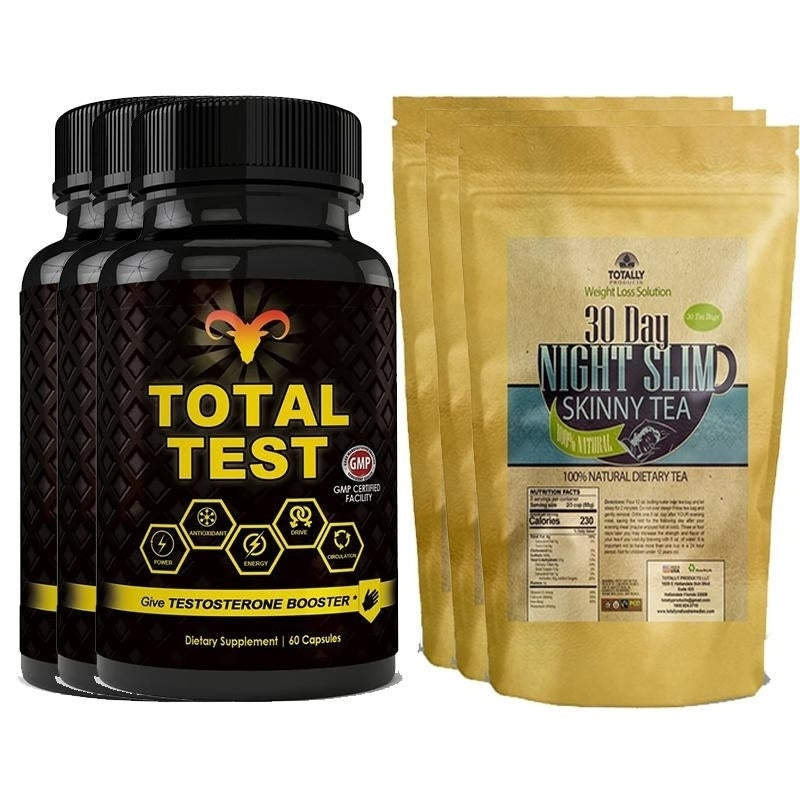 Total Test Testosterone Booster and Night Slim Skinny Tea Combo Pack 30 Days Image 3