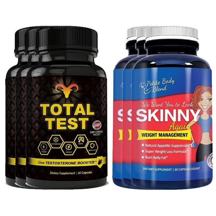 Total Test Testosterone Booster and Skinny Again Weight Loss Supplement Combo Image 3