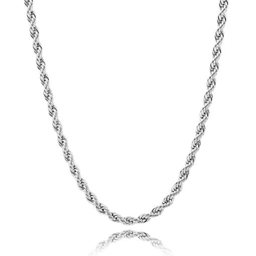 .925 Sterling Silver 2 mm Italy Diamond-Cut Rope Chain Image 1