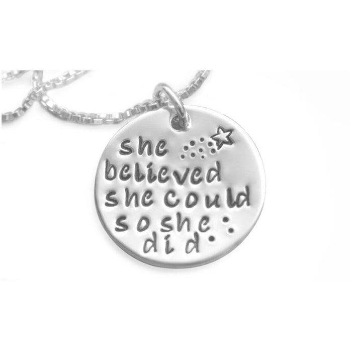 Engraved She Believed She Could So She Did Inspirational Pendant Image 1