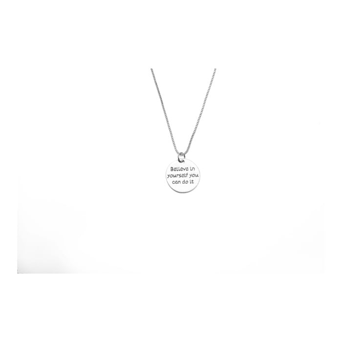 Engraved Motivation Necklace "Believe in yourself you can do it" Image 1