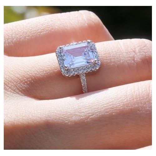 fine Artificial zircon rectangle Princess ring Image 1