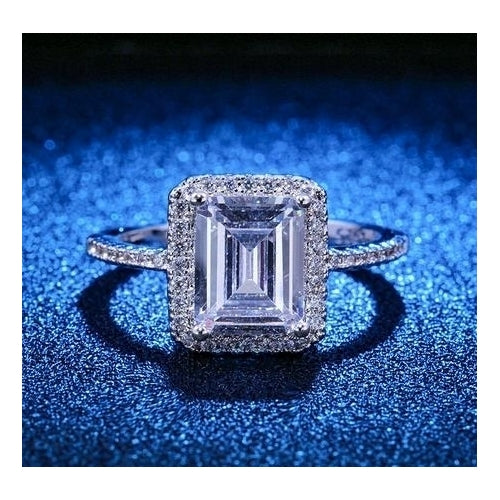 fine Artificial zircon rectangle Princess ring Image 3