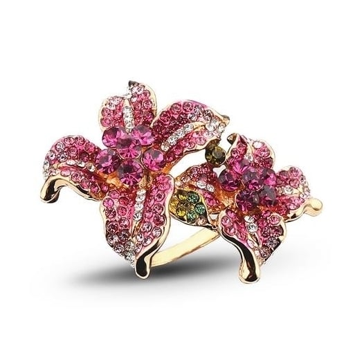 Color exaggerated flower ring alloy ring Image 1