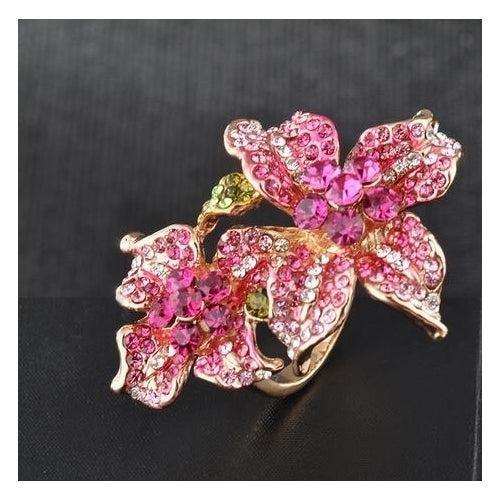 Color exaggerated flower ring alloy ring Image 2