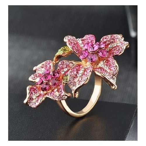 Color exaggerated flower ring alloy ring Image 3