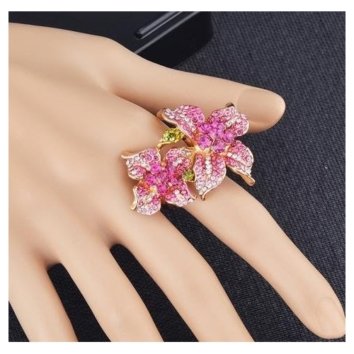 Color exaggerated flower ring alloy ring Image 4