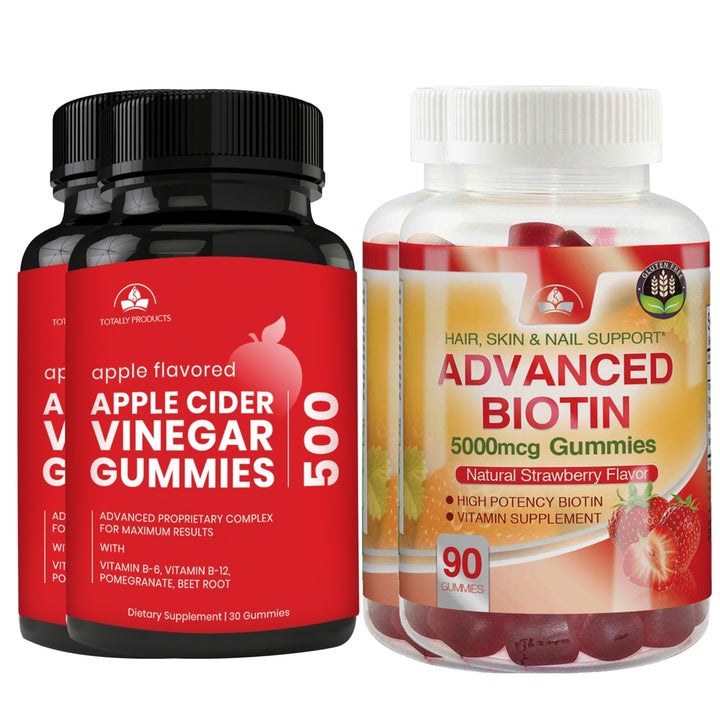 Totally Products Apple Cider Vinegar Gummies plus Biotin Gummies Combo Pack (2 sets) Image 1