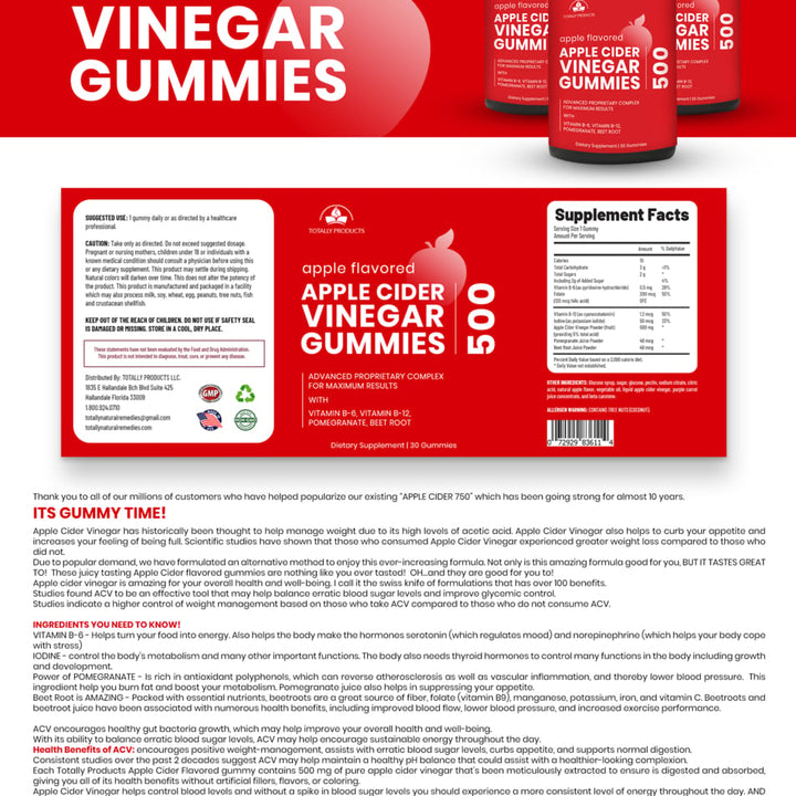 Totally Products Apple Cider Vinegar Gummies plus Gummy Vitamins Combo Pack Image 4