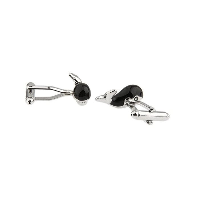 Killer Whale Cufflinks Silver and Black Enamel Whale Cuff Links Sea Creature Ocean 3D Moby Dick Cufflinks Image 2