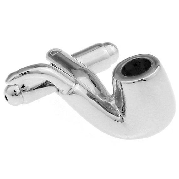 Gentlemen Pipe Cufflinks Smoking Pipe Silver Tone Classic Fun Cool Cuff Links Comes with Gift Box Custom Cufflinks Image 2