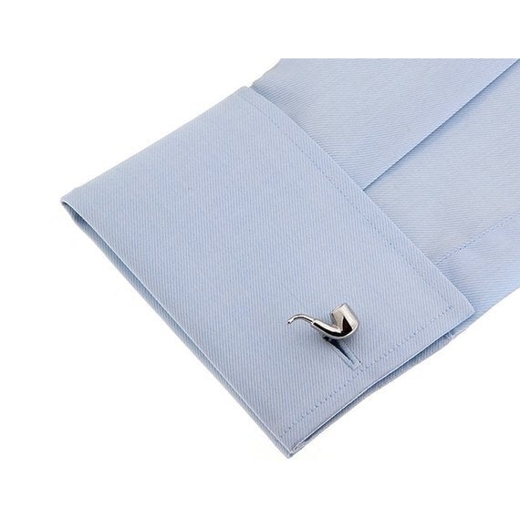 Gentlemen Pipe Cufflinks Smoking Pipe Silver Tone Classic Fun Cool Cuff Links Comes with Gift Box Custom Cufflinks Image 4