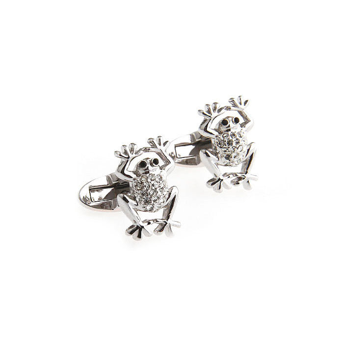 Frog Cufflinks Silver Crystal Sticky Poison Dart Frog Enamel Cufflinks Cuff Links Image 2