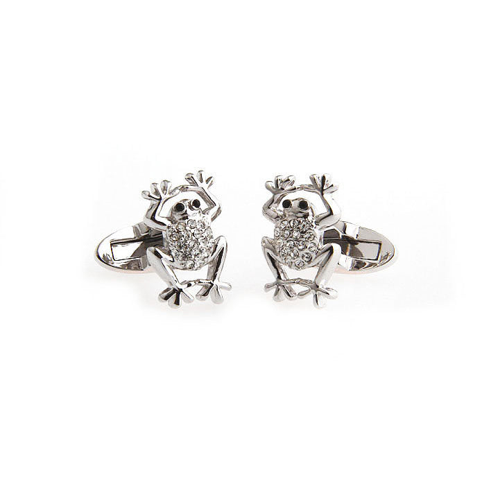 Frog Cufflinks Silver Crystal Sticky Poison Dart Frog Enamel Cufflinks Cuff Links Image 3