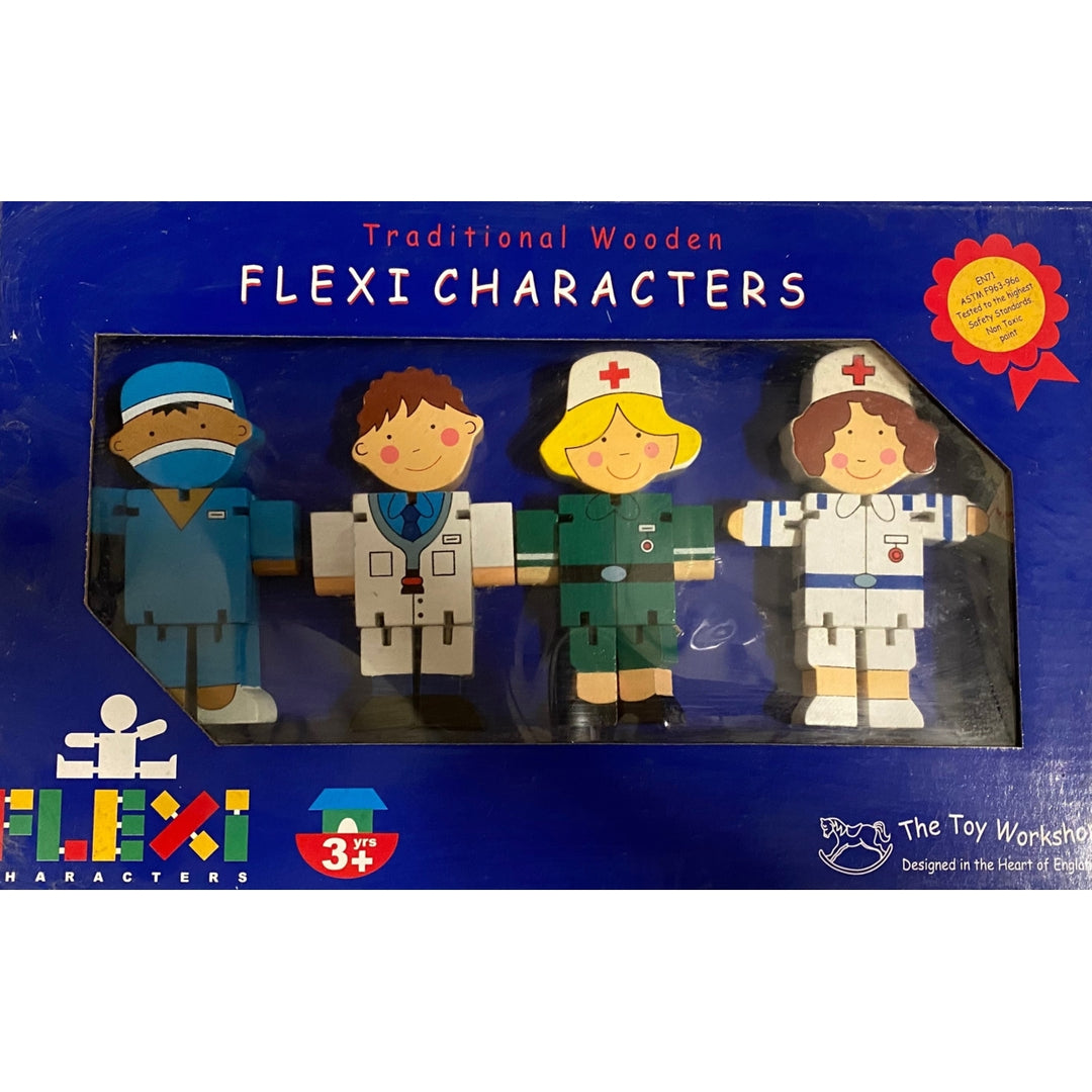 Traditional Wooden Flexi Characters Doctors and Nurses Image 1