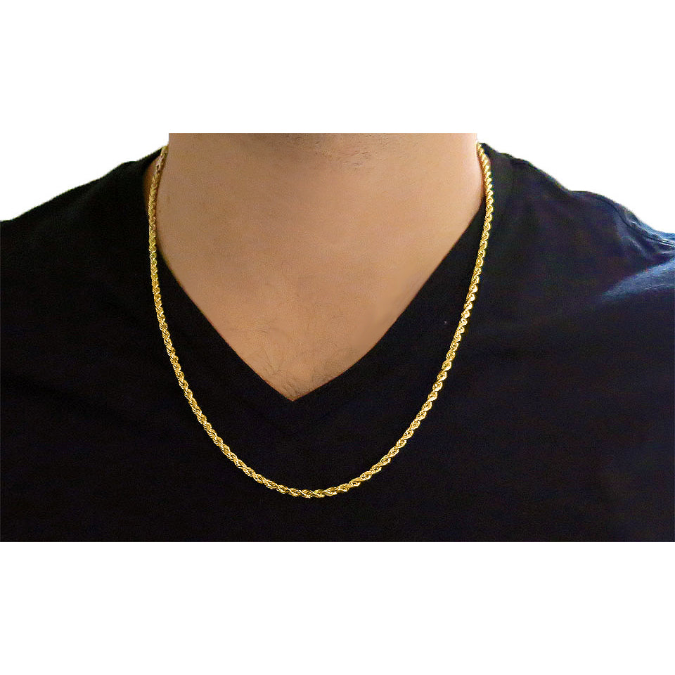 Solid 10k Yellow Gold 3mm Rope Chain Image 2