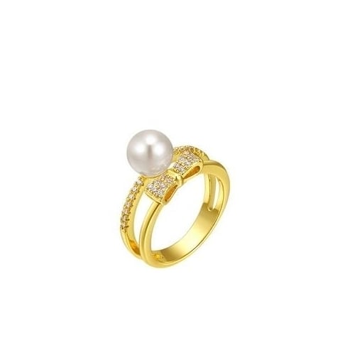 Pearl Ring Japanese and Korean 24K Popular style Image 1