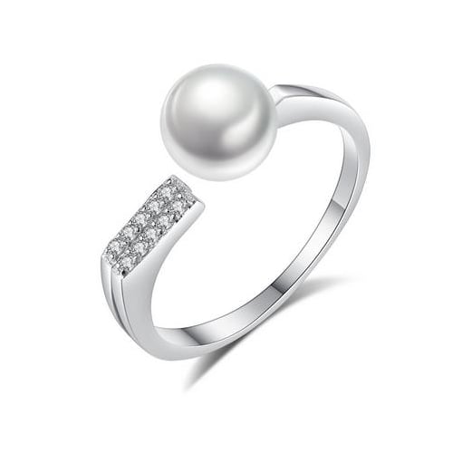 Natural 7-7.5mm fresh water pearl simple womens ring Image 1