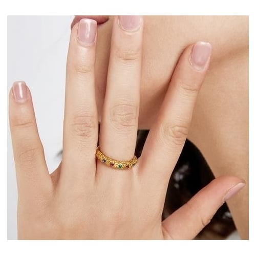 S pure Fashion style inlaid with color treasure womens ring Image 4