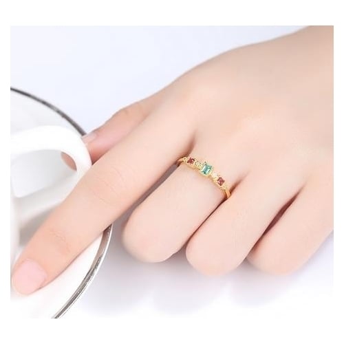 S ring female female creative inlay color treasure ring Image 2