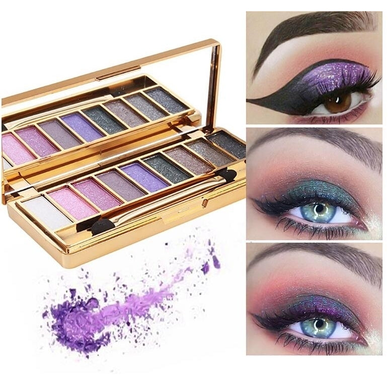 9 Colors Waterproof Makeup Eyeshadow Glitter Palette with Brush Image 1