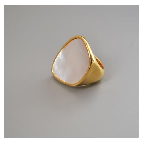 Popular style original cold wind white pearl shell mother shell small crowd trendy heavy ring Image 1