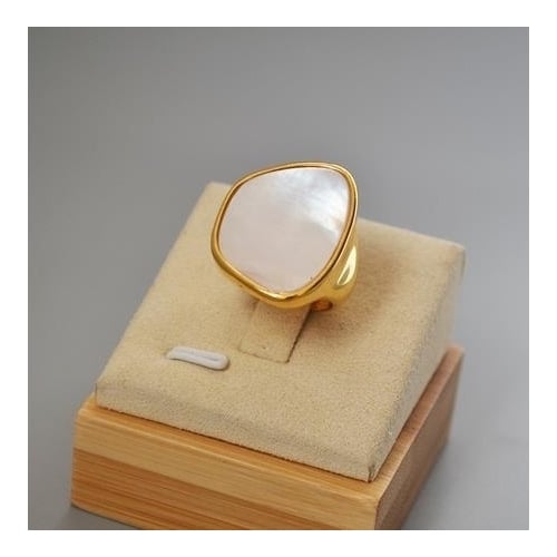 Popular style original cold wind white pearl shell mother shell small crowd trendy heavy ring Image 2