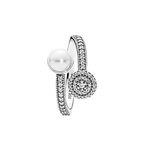 Pure Fashion style ring shine all around Fashion style open ring pearl retro elegant ring ring Image 2