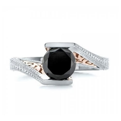 Two color black Artificial zircon engagement ring for women Image 1