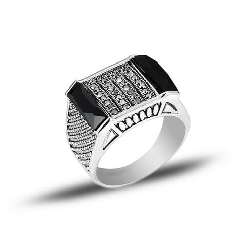 Fashion simple black gem ring Image 1