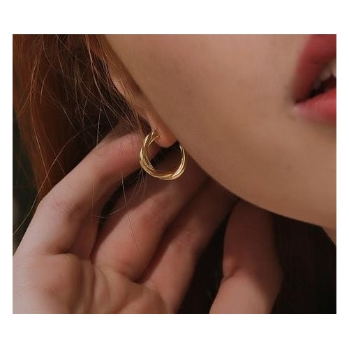 S  pure Fashion style hoop earrings  Popular style hoop twist Earrings Image 1