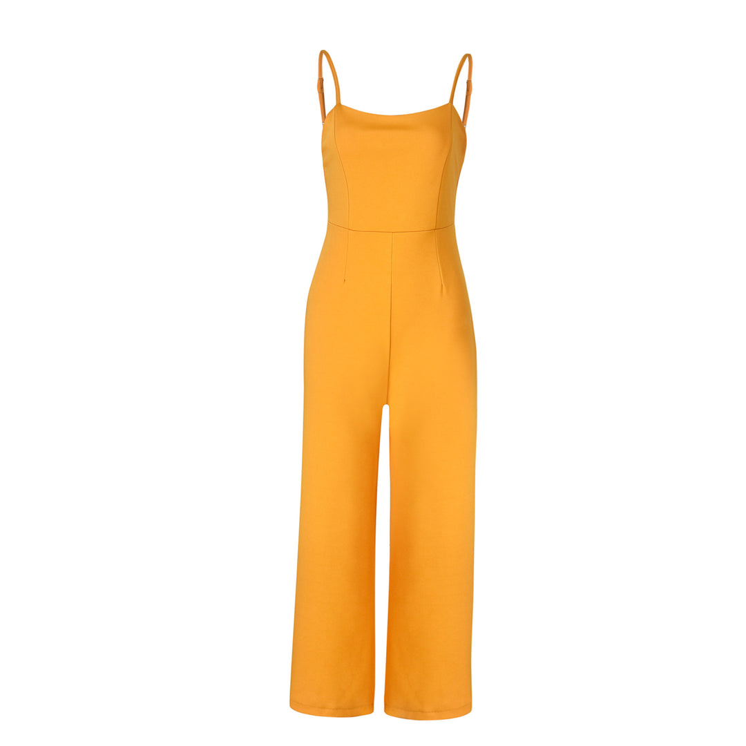 Womens Straight Sling Backless Cropped Jumpsuit Image 7