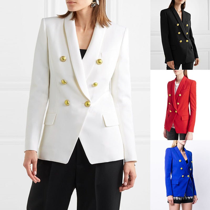 Womens Solid Color Button Fashion Coat Small Suit Image 1