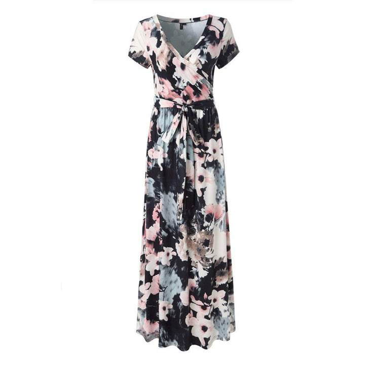 Womens Spring / Summer Printed Short Sleeve Dress Image 7