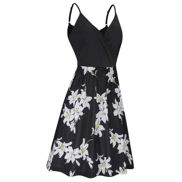 Womens Spring And Summer Printed Strap Beach Dress Image 3