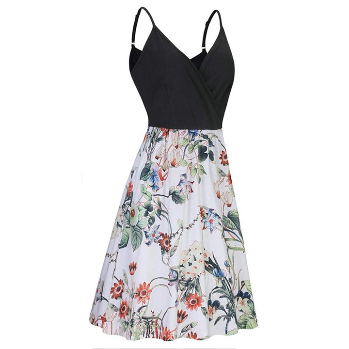 Womens Spring And Summer Printed Strap Beach Dress Image 4