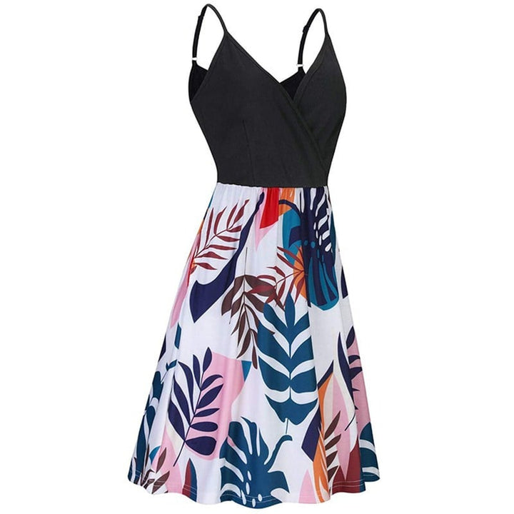 Womens Spring And Summer Printed Strap Beach Dress Image 1