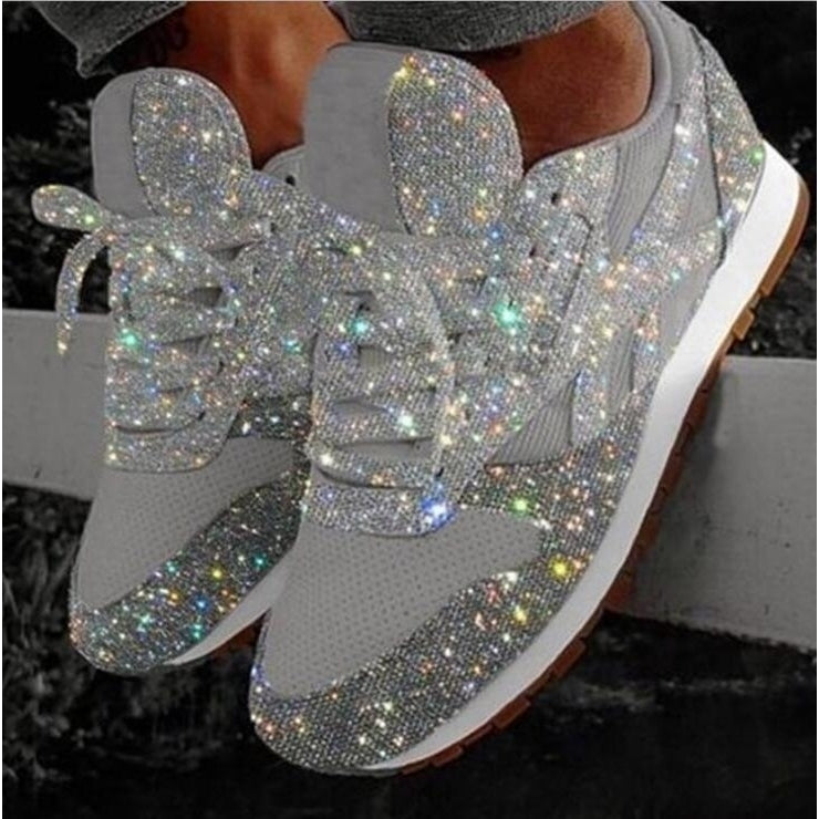 Sparkly Crystal Platform Sneakers Image 1