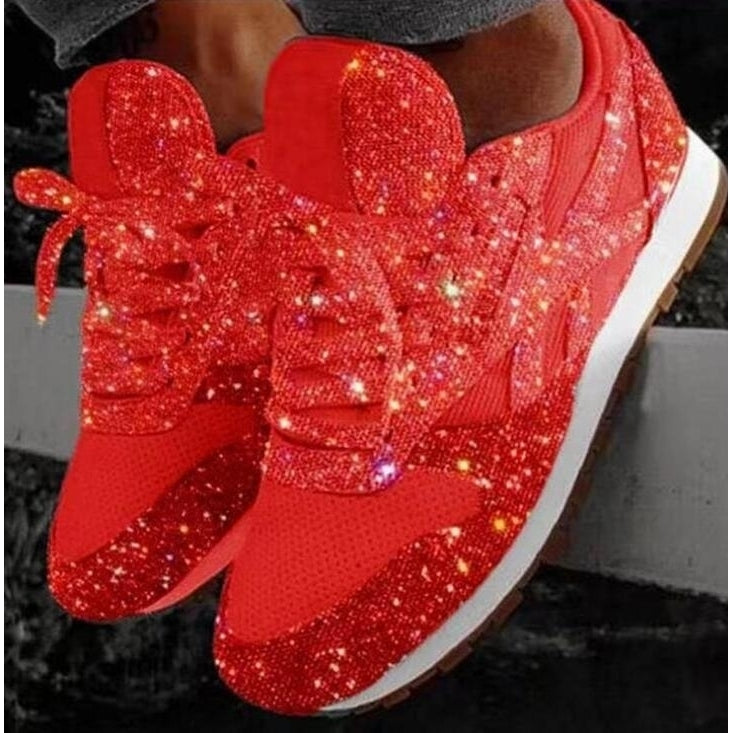 Sparkly Crystal Platform Sneakers Image 3