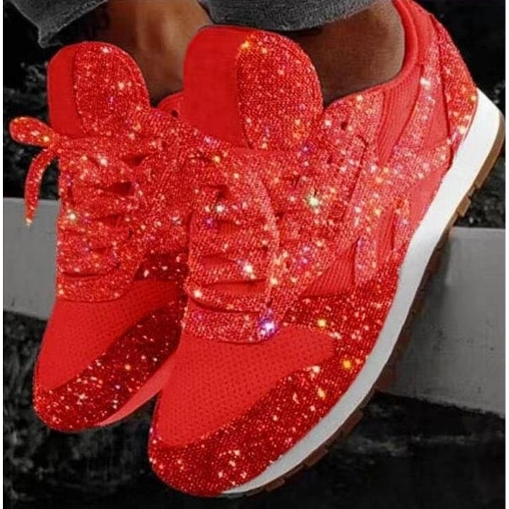 Sparkly Crystal Platform Sneakers Image 3
