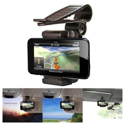 Geekercity Car Mount Cell Phone Holder Universal 360 Rotating Car Sun Visor Mount Support Clip Bracket for GPS Image 1