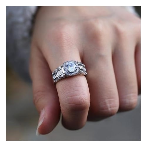 Fashion engagement Square Ring Princess wind micro setting Artificial zircon womens ring Image 1