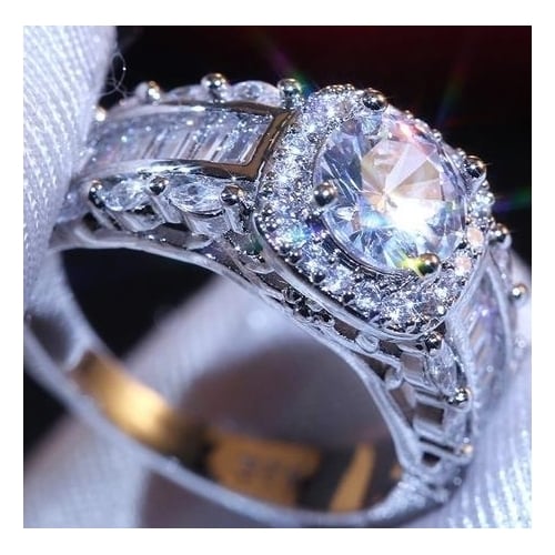 Fashion engagement Square Ring Princess wind micro setting Artificial zircon womens ring Image 2